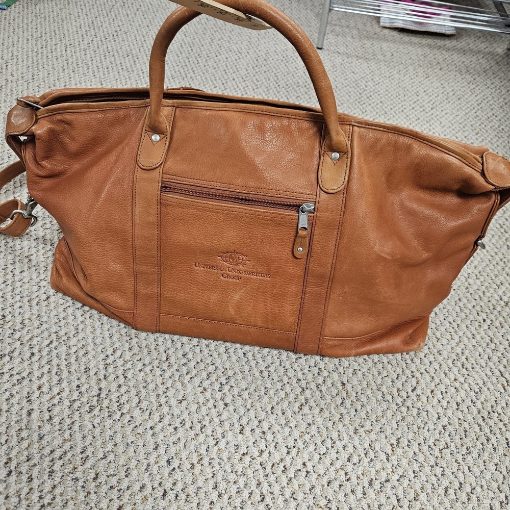 Promotional Canyon Outback Leather Goods  Golden‎ Brown Leather Dufflel  Travel
